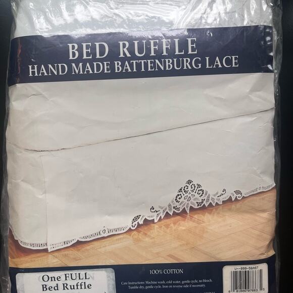 Battenburg Lace Bed Skirt White Full Size New in OG Packaging Classic Cottage - Picture 2 of 6